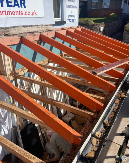 Apartment 2 conservatory roof being rebuilt